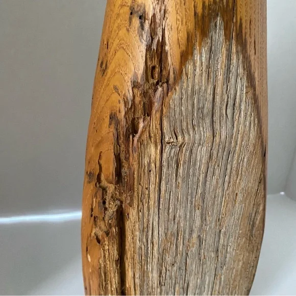 Mid Century Live Edge Wood Vase Hand Turned Wood Vase California Wooden Bottle - Picture 11 of 17